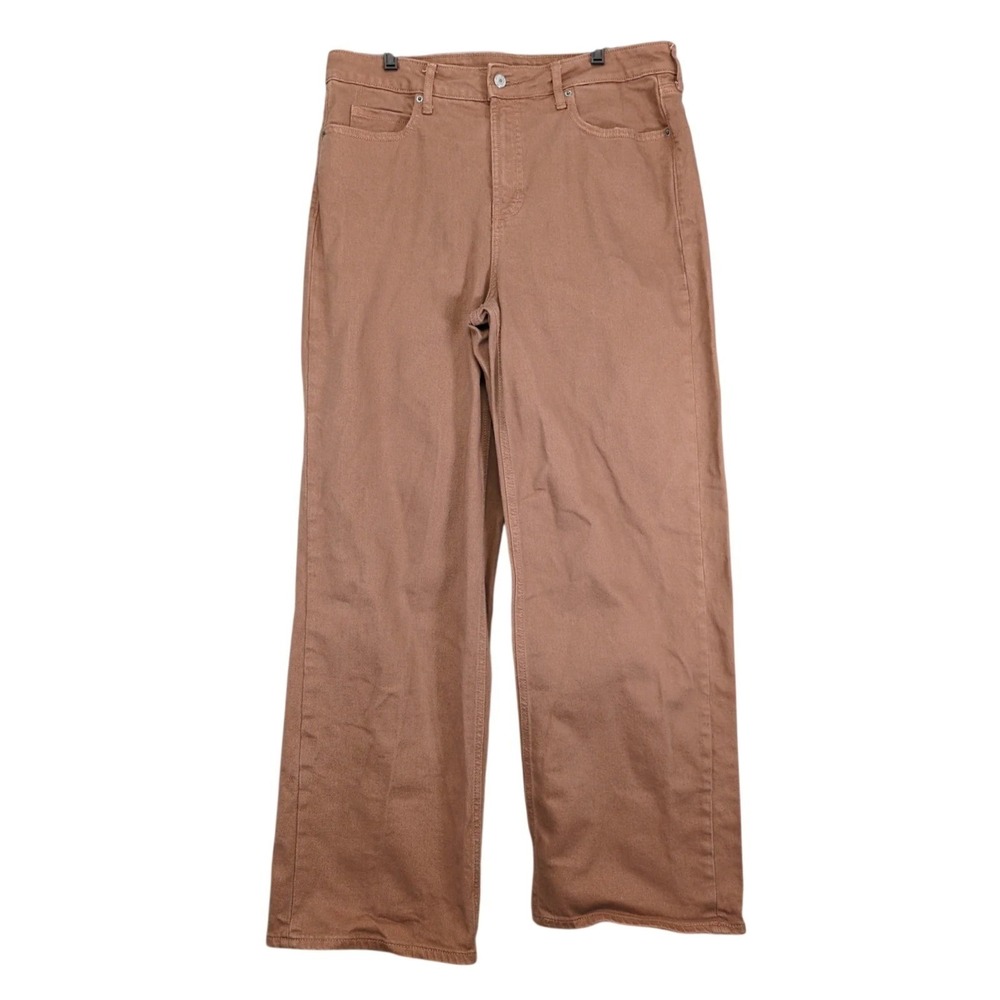 Old Navy Brown Wide-Leg Jeans Womens 14 34x30.5" Extra High Rise Western Utility